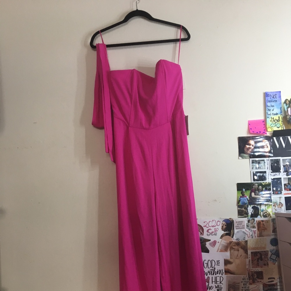Pink Strapless chiffon romper